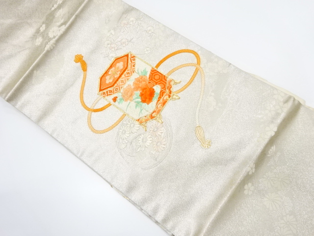 組紐に貝桶模様刺繍名古屋帯